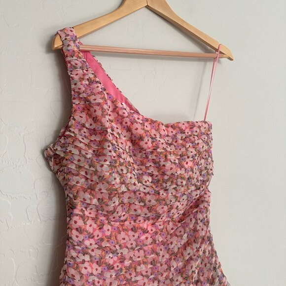 NWT ASTR Womens Pink Floral Asymmetric Sleeveless Mini Body Con Dress S - Picture 11 of 11